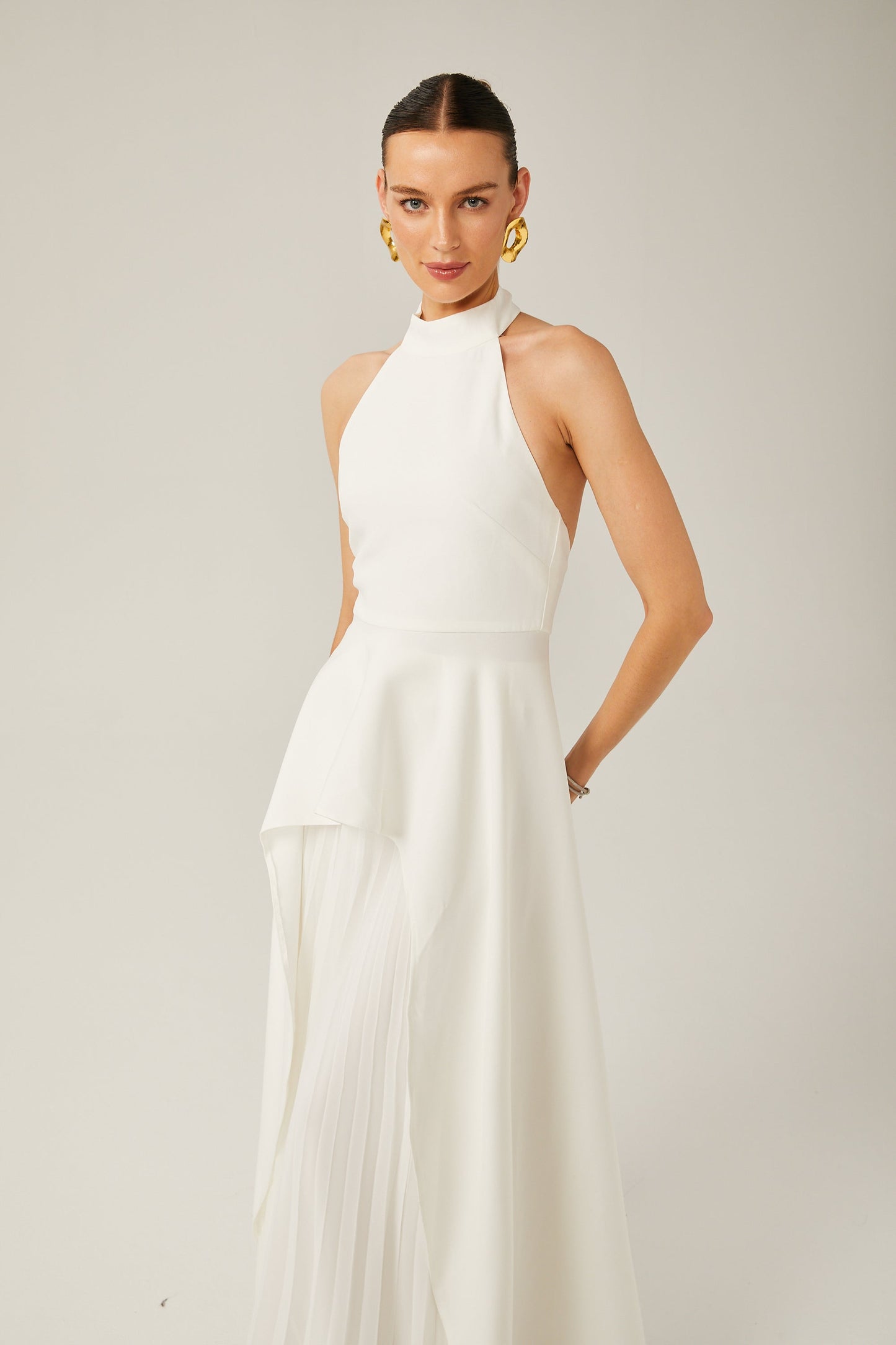 Ciedera Halterneck Layered Maxi Dress