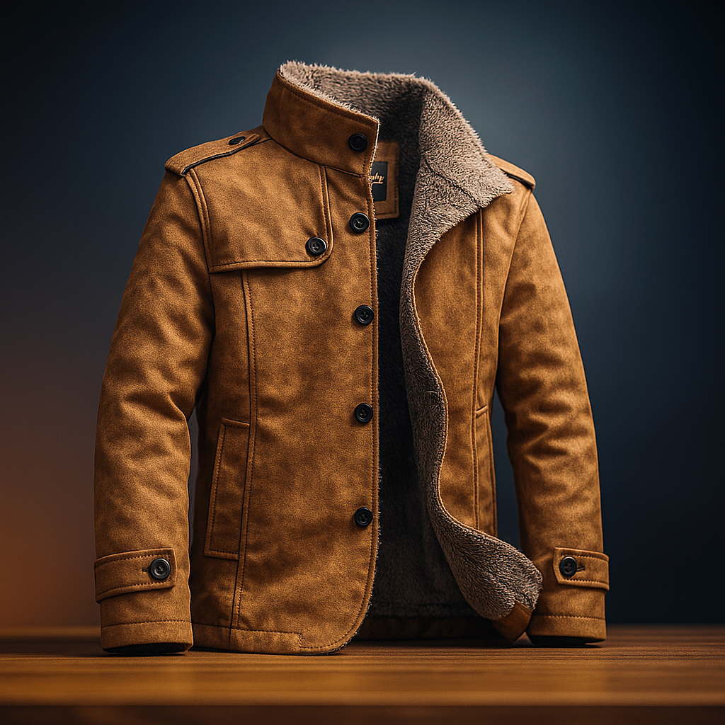 Faux Leather Sherpa-Lined Jacket
