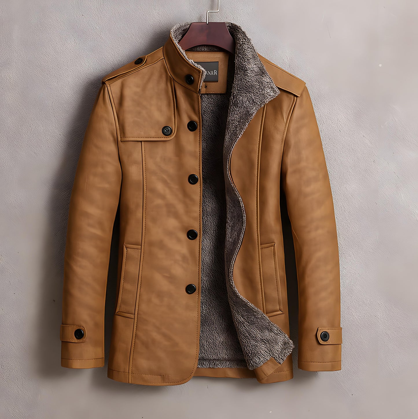 Faux Leather Sherpa-Lined Jacket