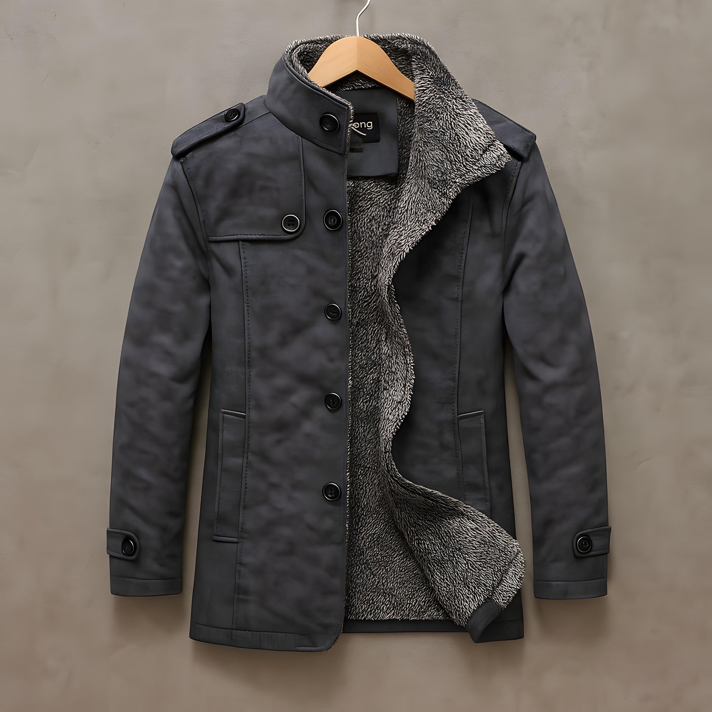 Faux Leather Sherpa-Lined Jacket