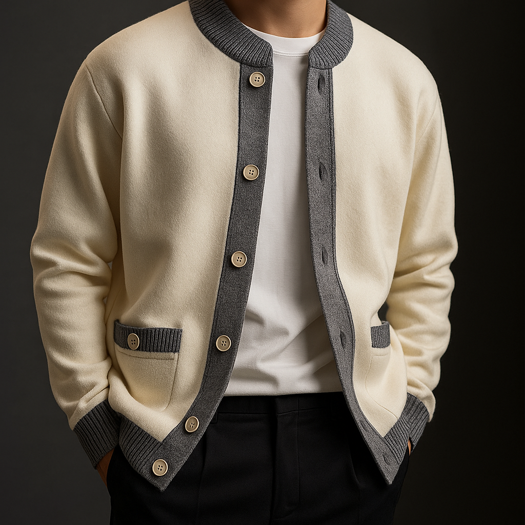 Two-Tone Knit Cardigan