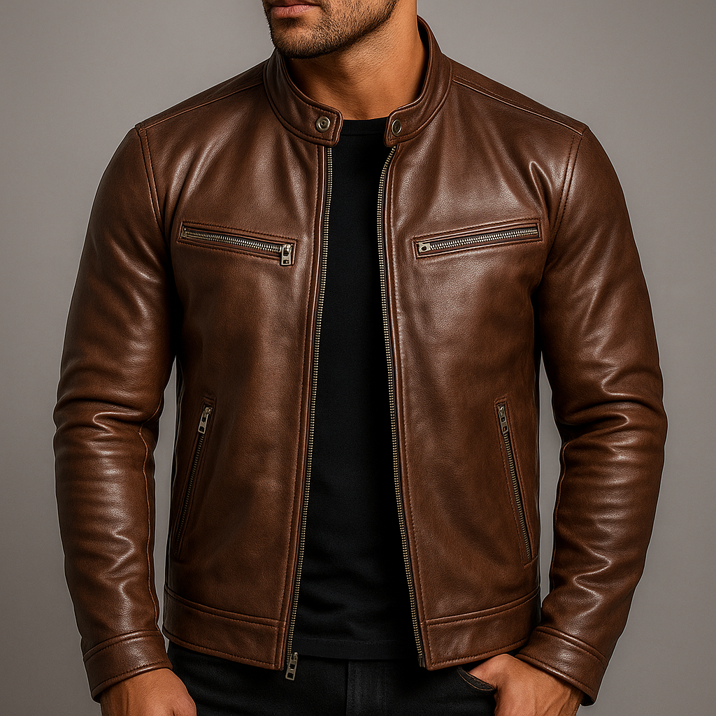 Hudson Classic Leather Biker Jacket