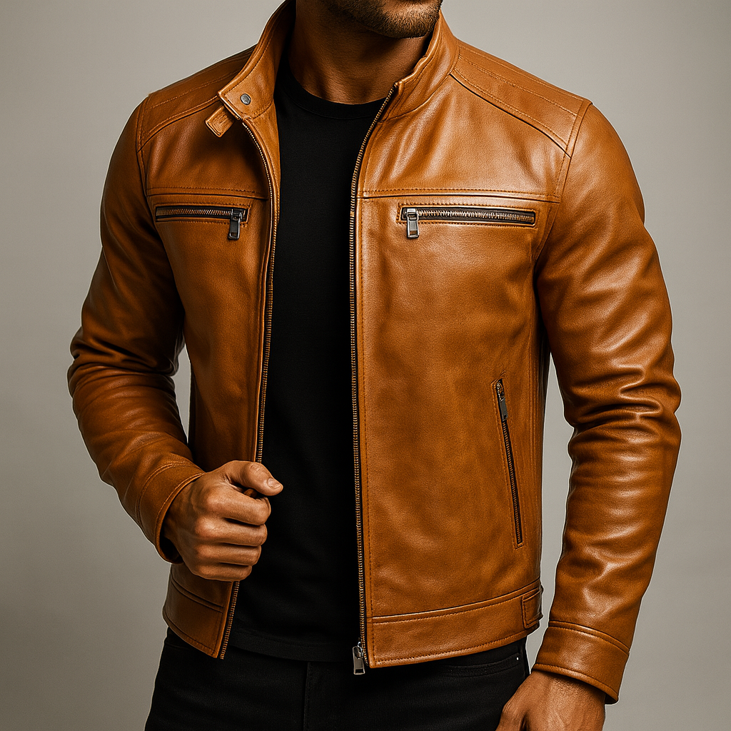 Alder Classic Leather Biker Jacket