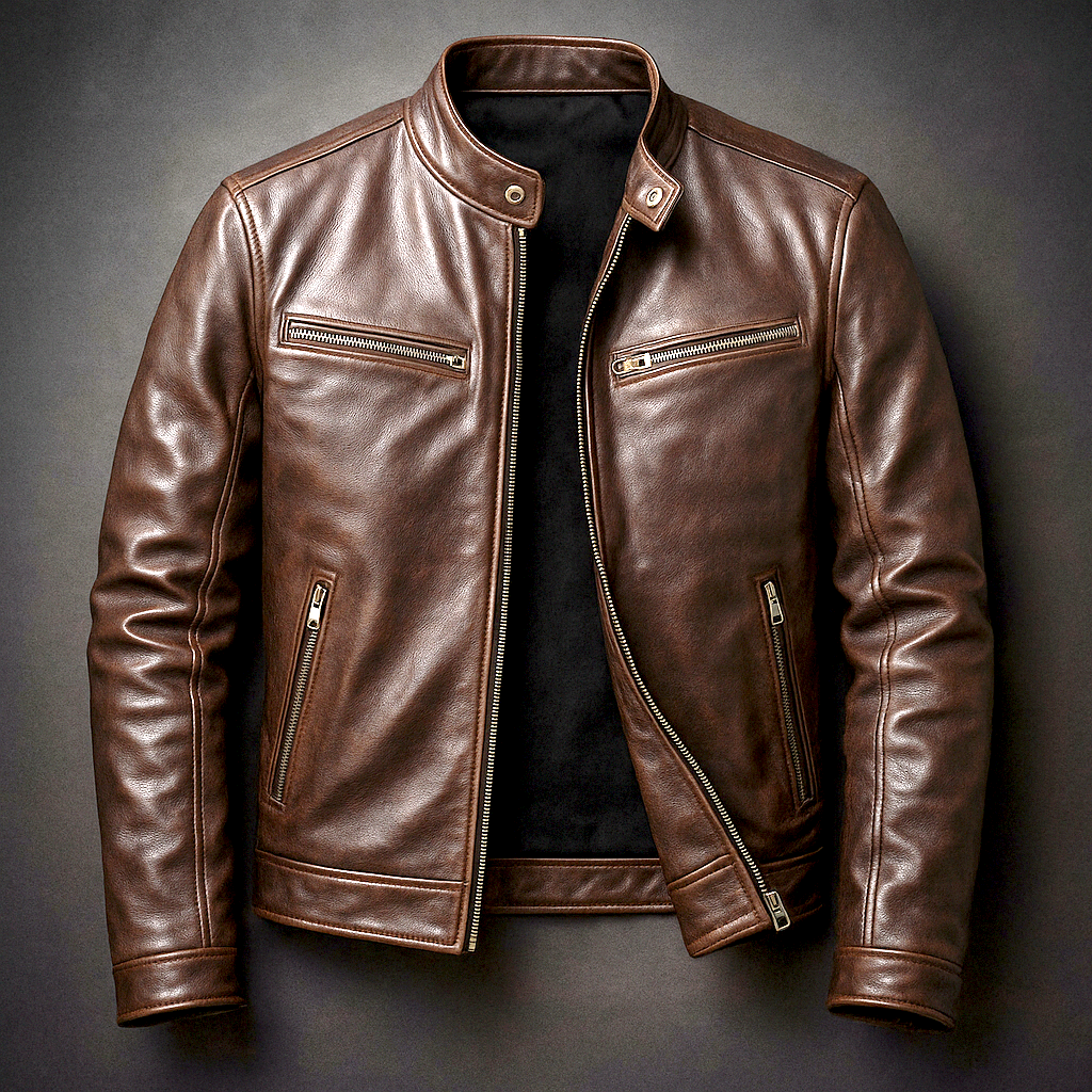 Hudson Classic Leather Biker Jacket