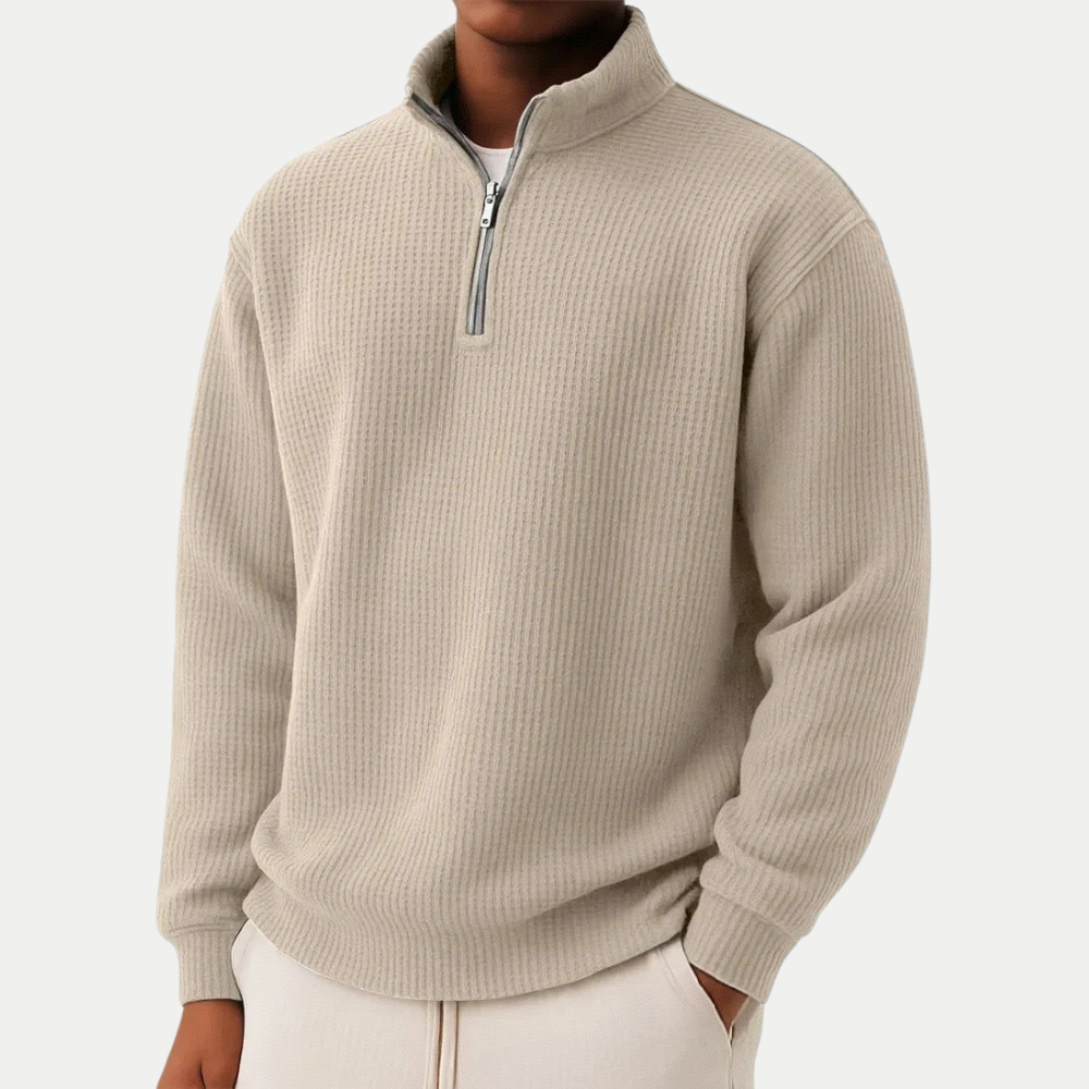 Ciedera Textured Half Zip Knit Sweater