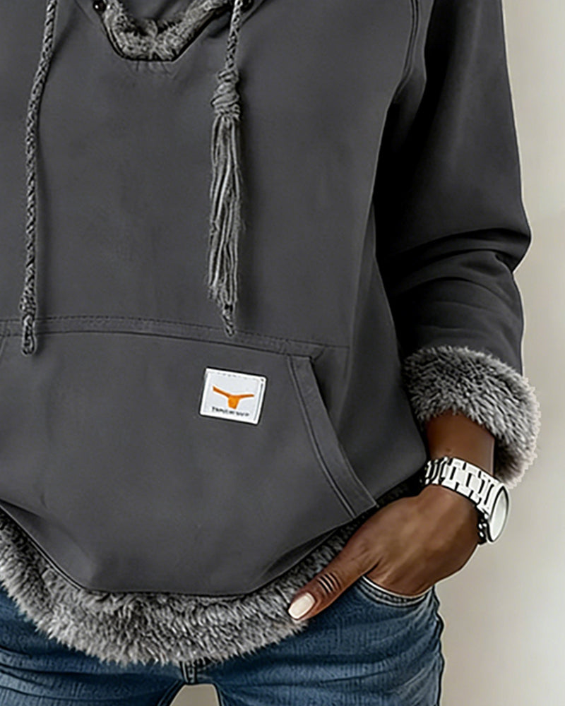 Lola Hooded Fleece Trim Hoodie