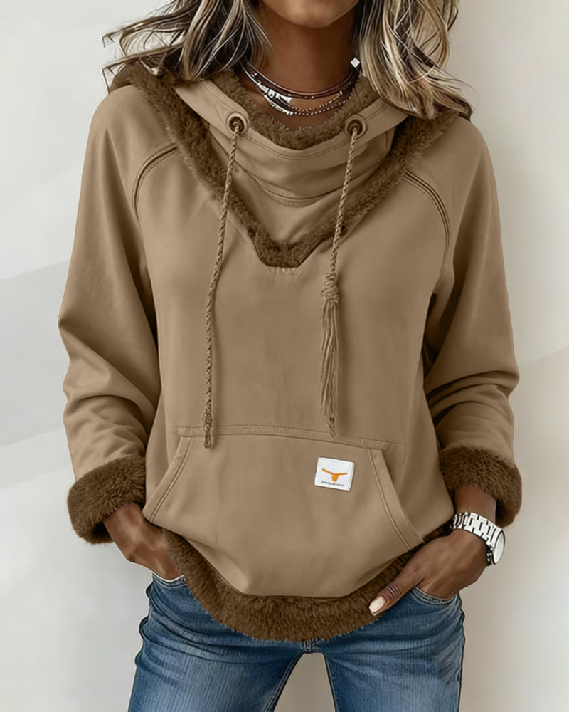 Lola Hooded Fleece Trim Hoodie