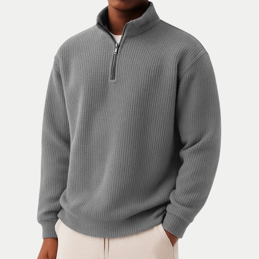 Ciedera Textured Half Zip Knit Sweater
