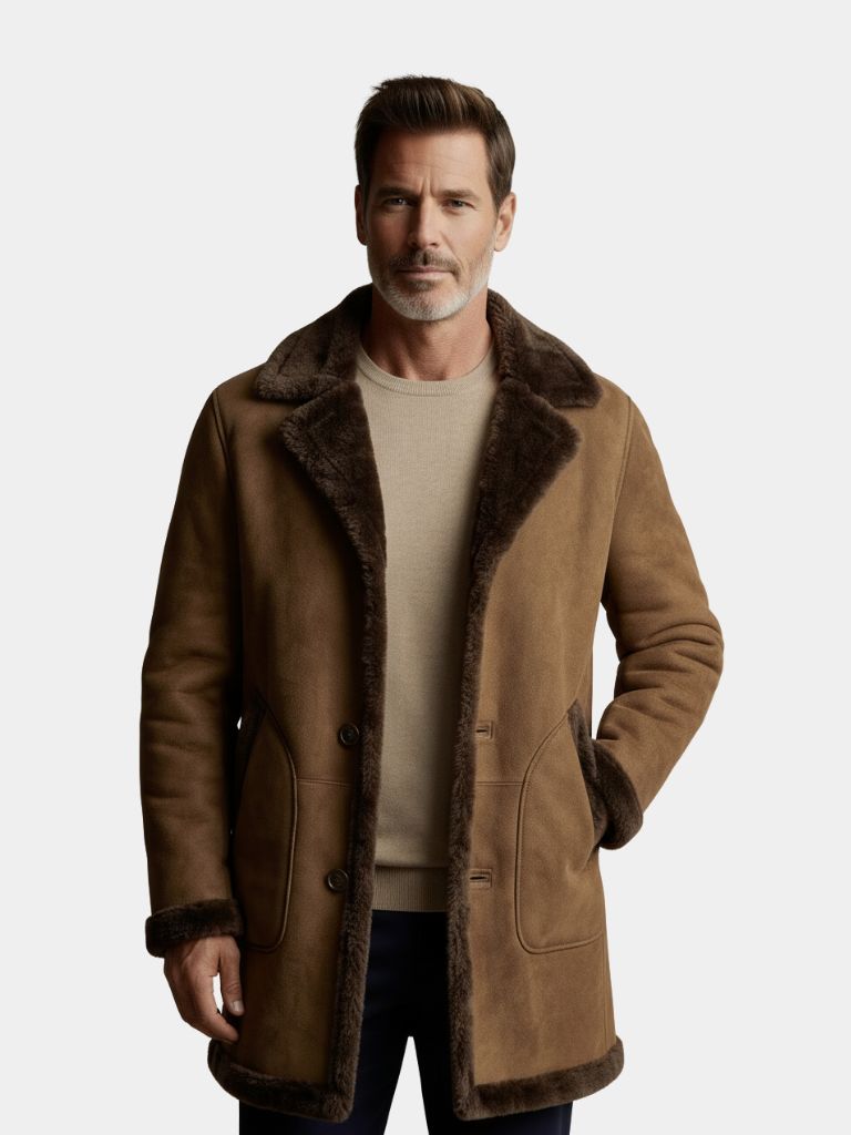 Ciedera Premium Suede Shearling Coat