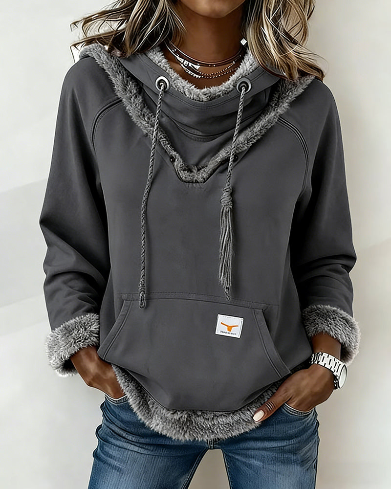 Lola Hooded Fleece Trim Hoodie