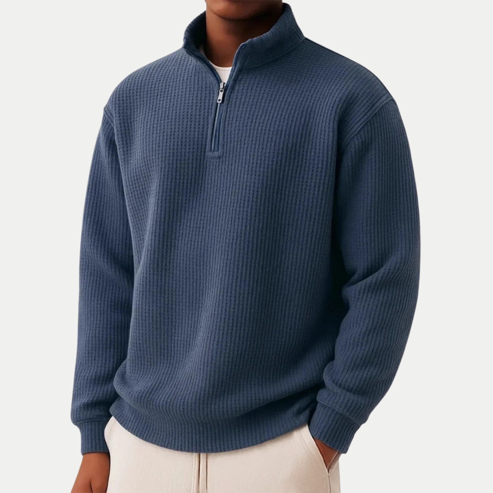 Ciedera Textured Half Zip Knit Sweater