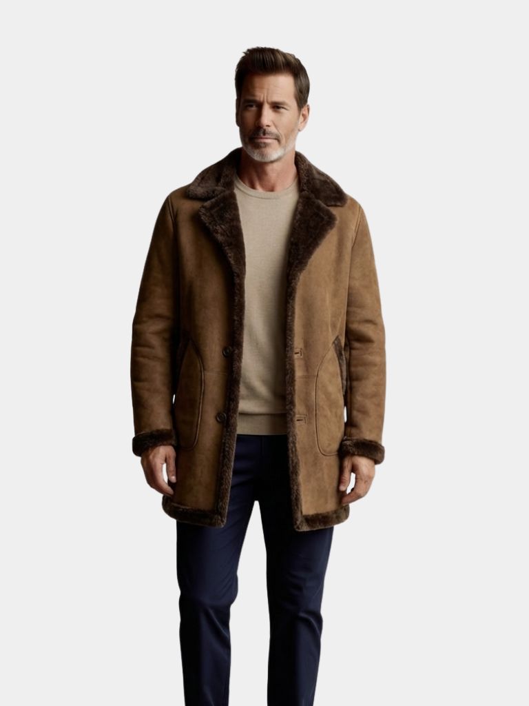 Ciedera Premium Suede Shearling Coat