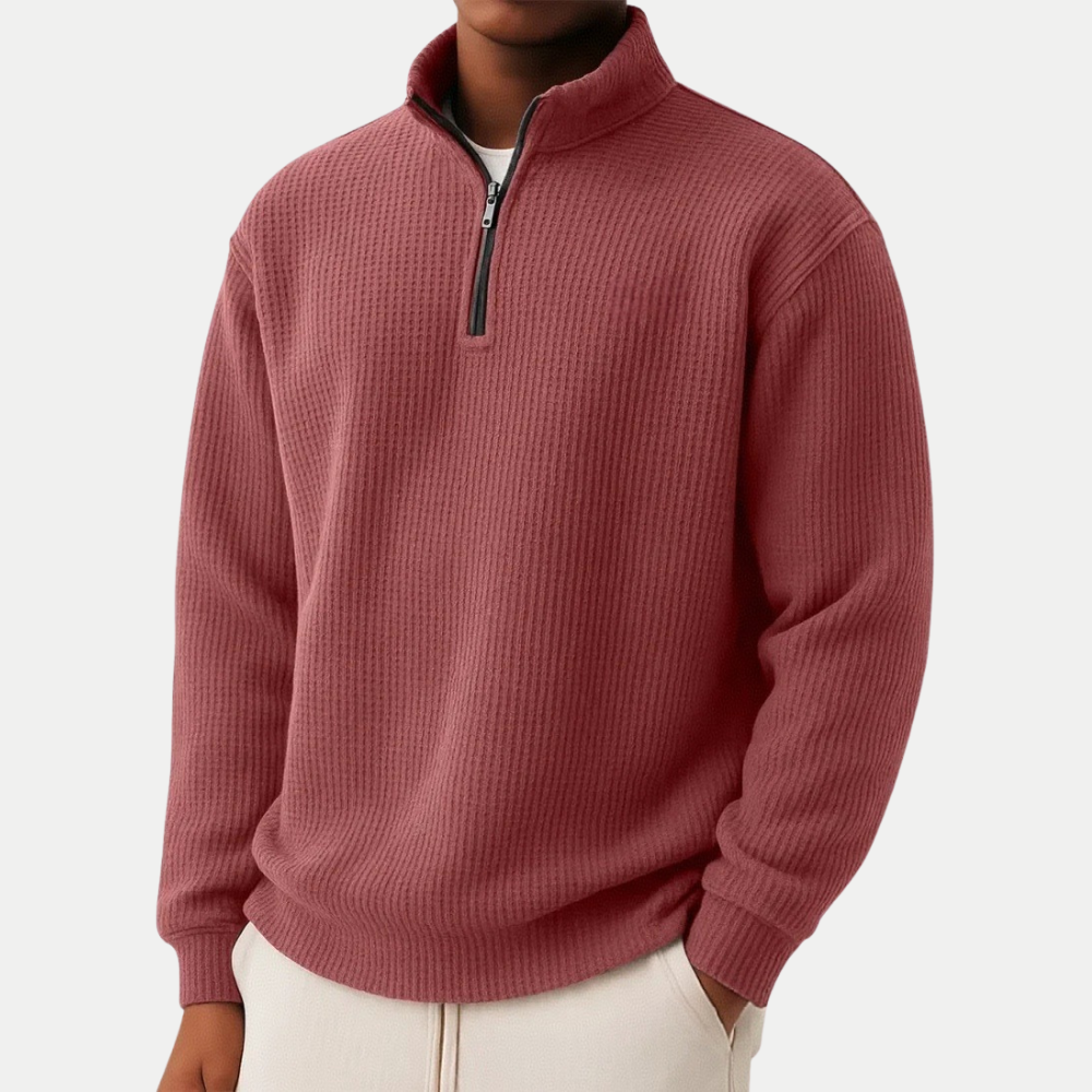 Ciedera Textured Half Zip Knit Sweater