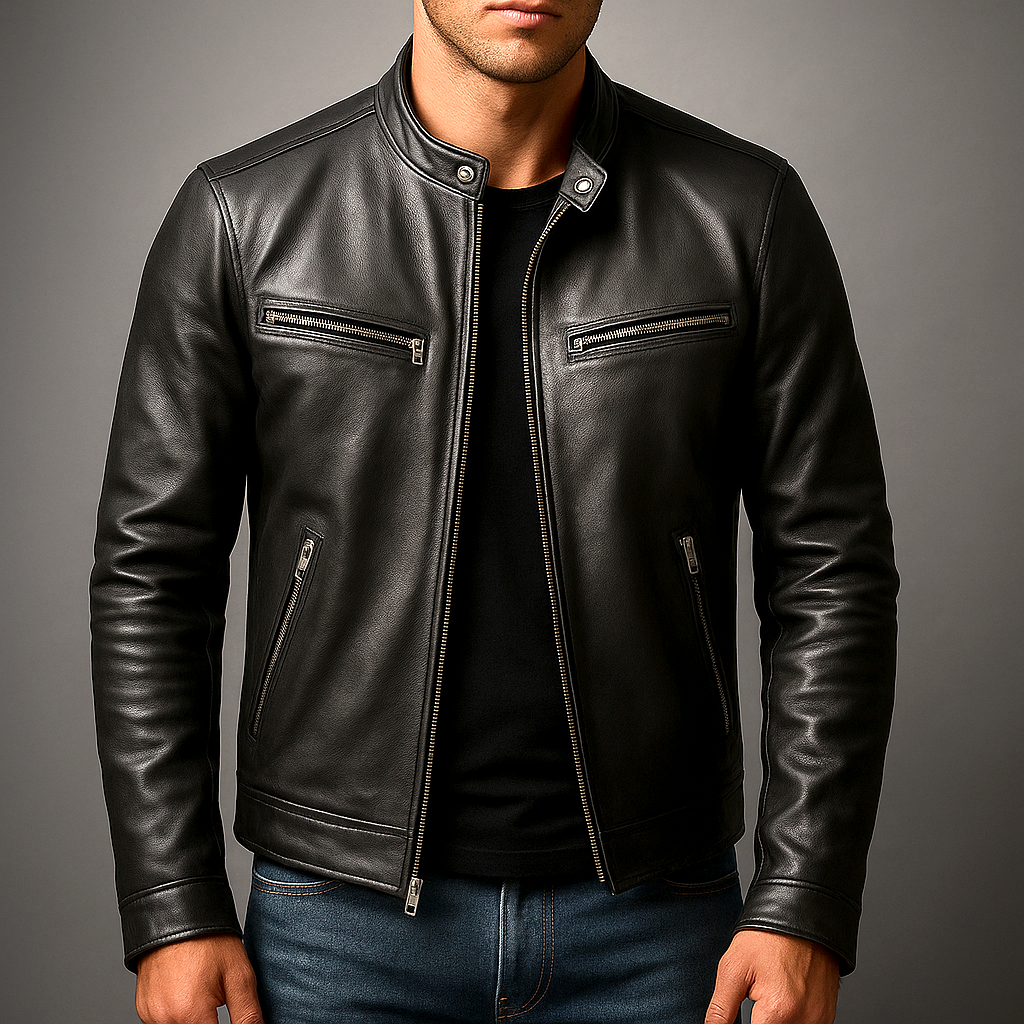 Hudson Classic Leather Biker Jacket