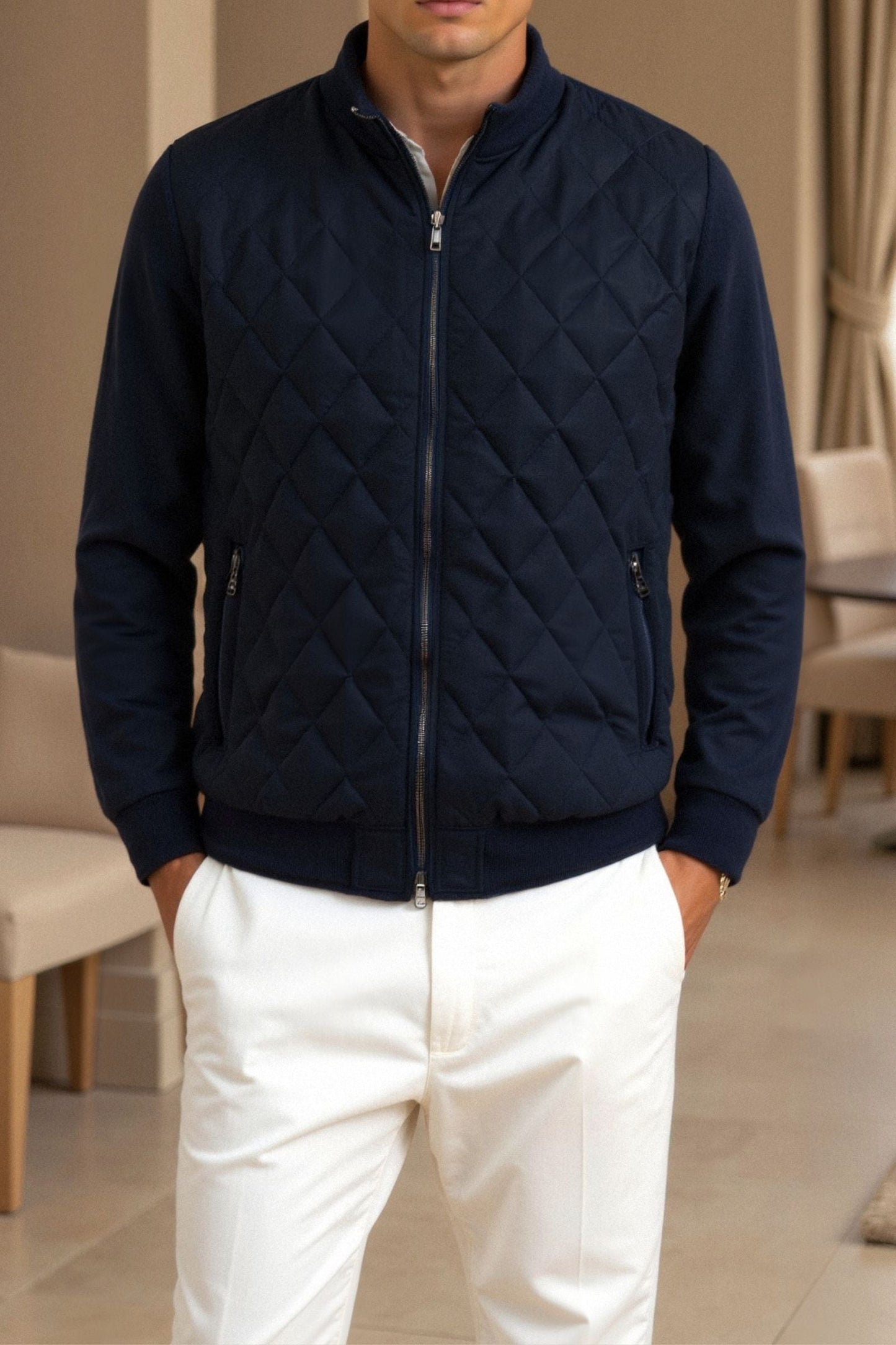 Ciedera Premium Classic Quilted Jacket Navy