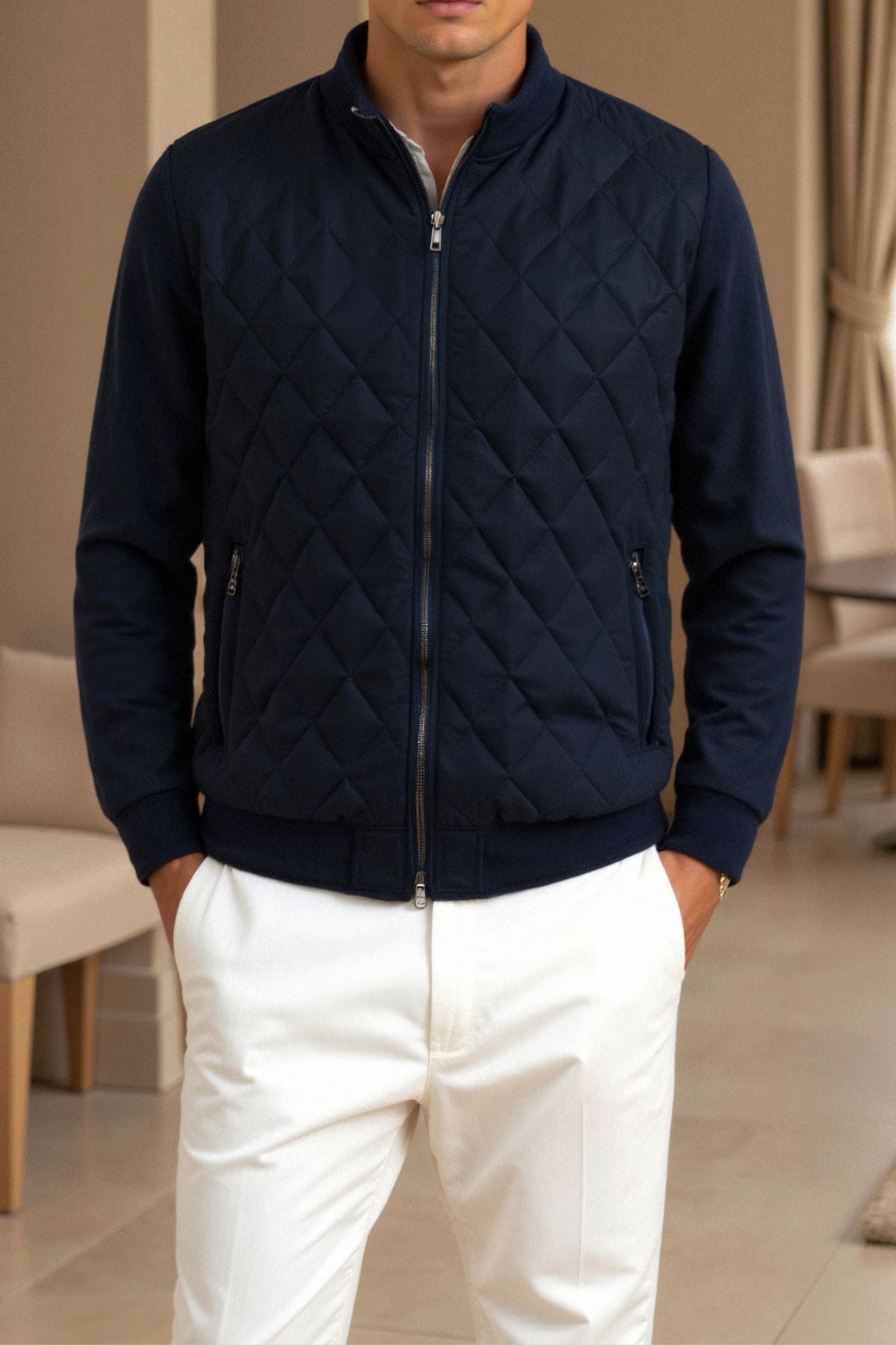 Ciedera Premium Classic Quilted Jacket Navy