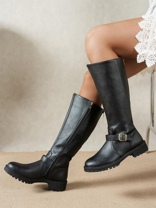 Nora Classic Buckle Knee-High Boots