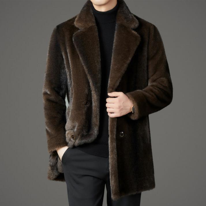 Ciedera Sleek Faux-Fur Overcoat