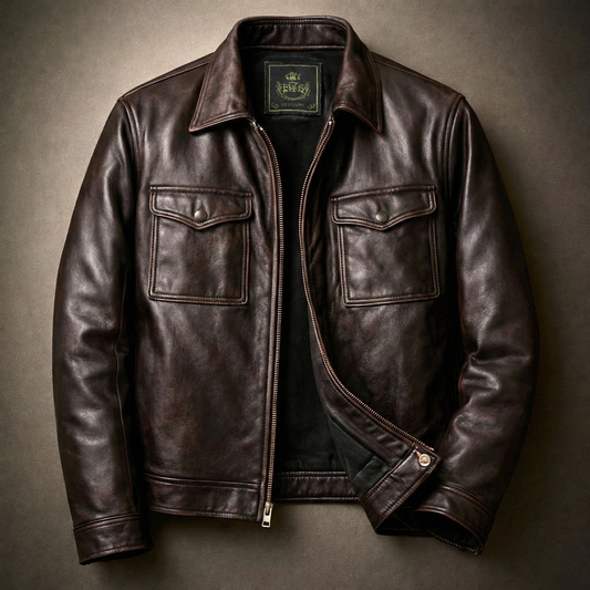 Trenton Classic Leather Utility Jacket