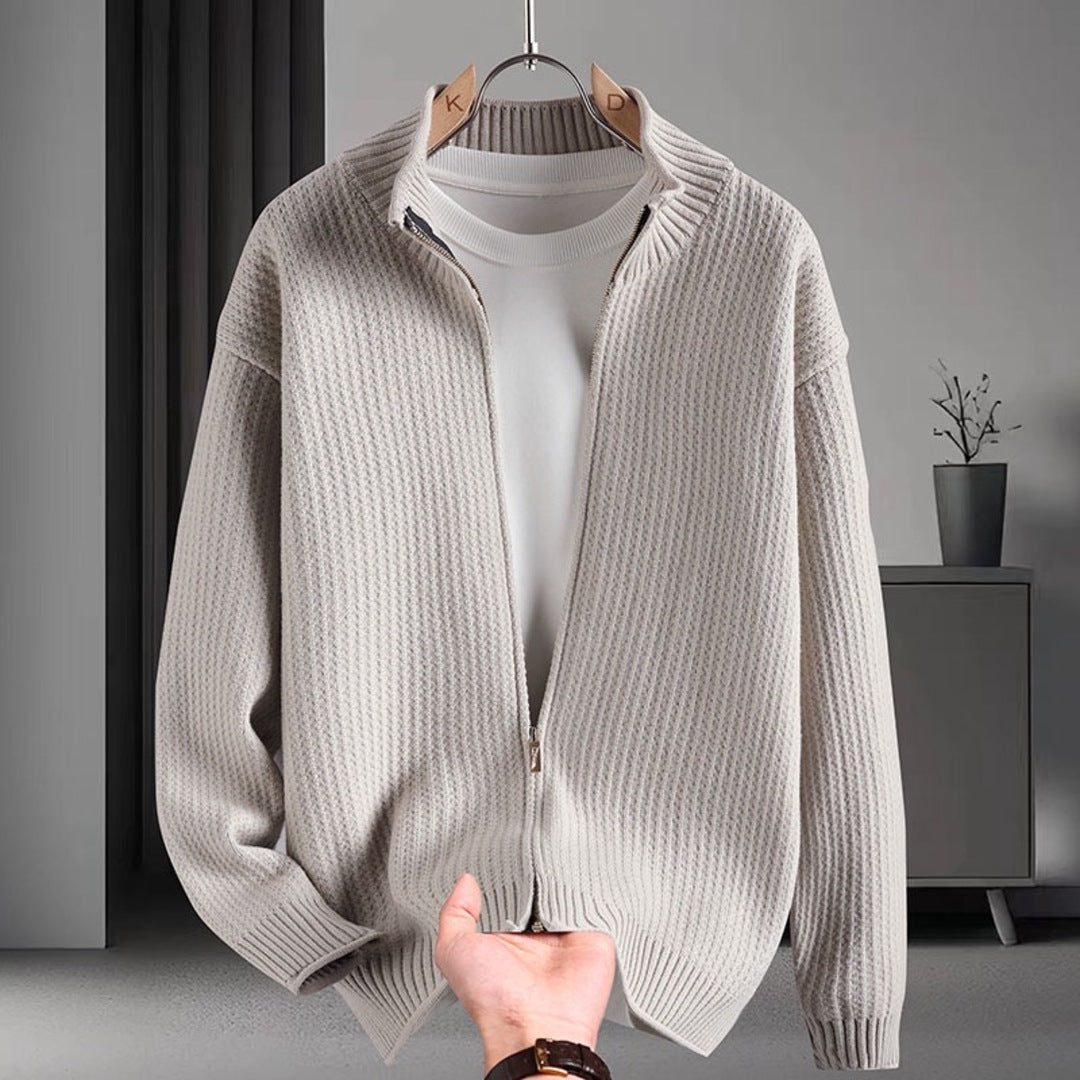 Monza Ribbed Knit Zip Cardigan
