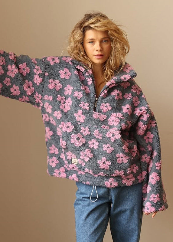 Ciedera Floral Fleece Pullover