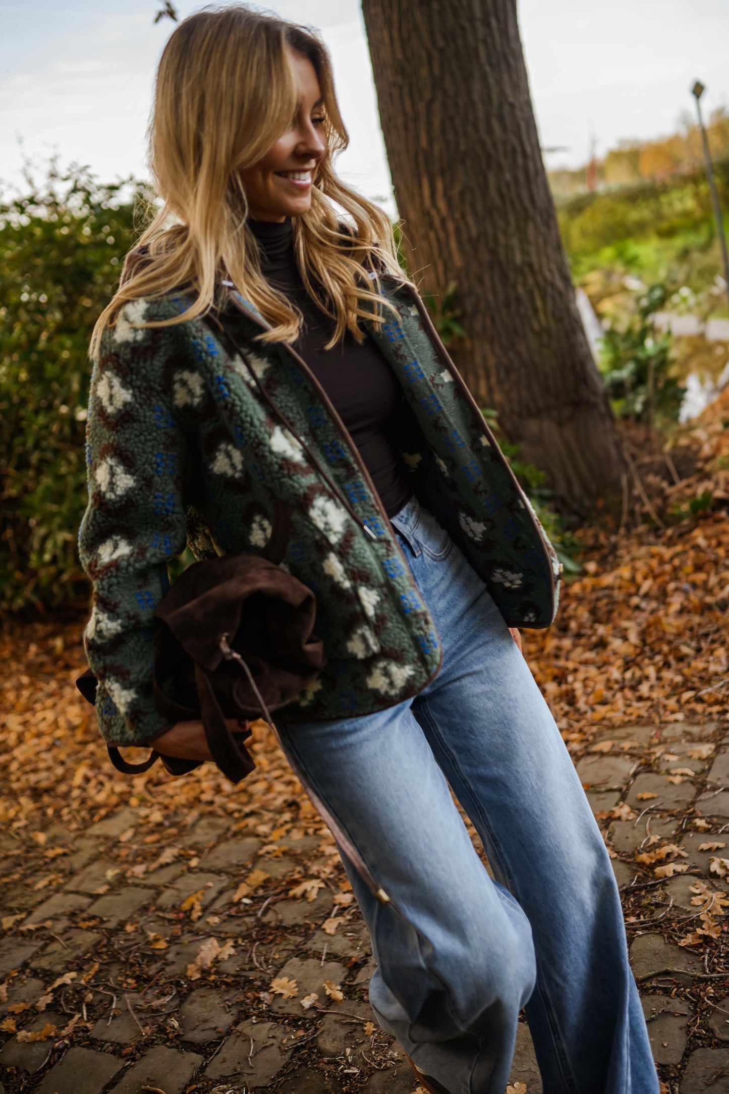 Avery Patterned Fleece Jacket With Detachable Hood
