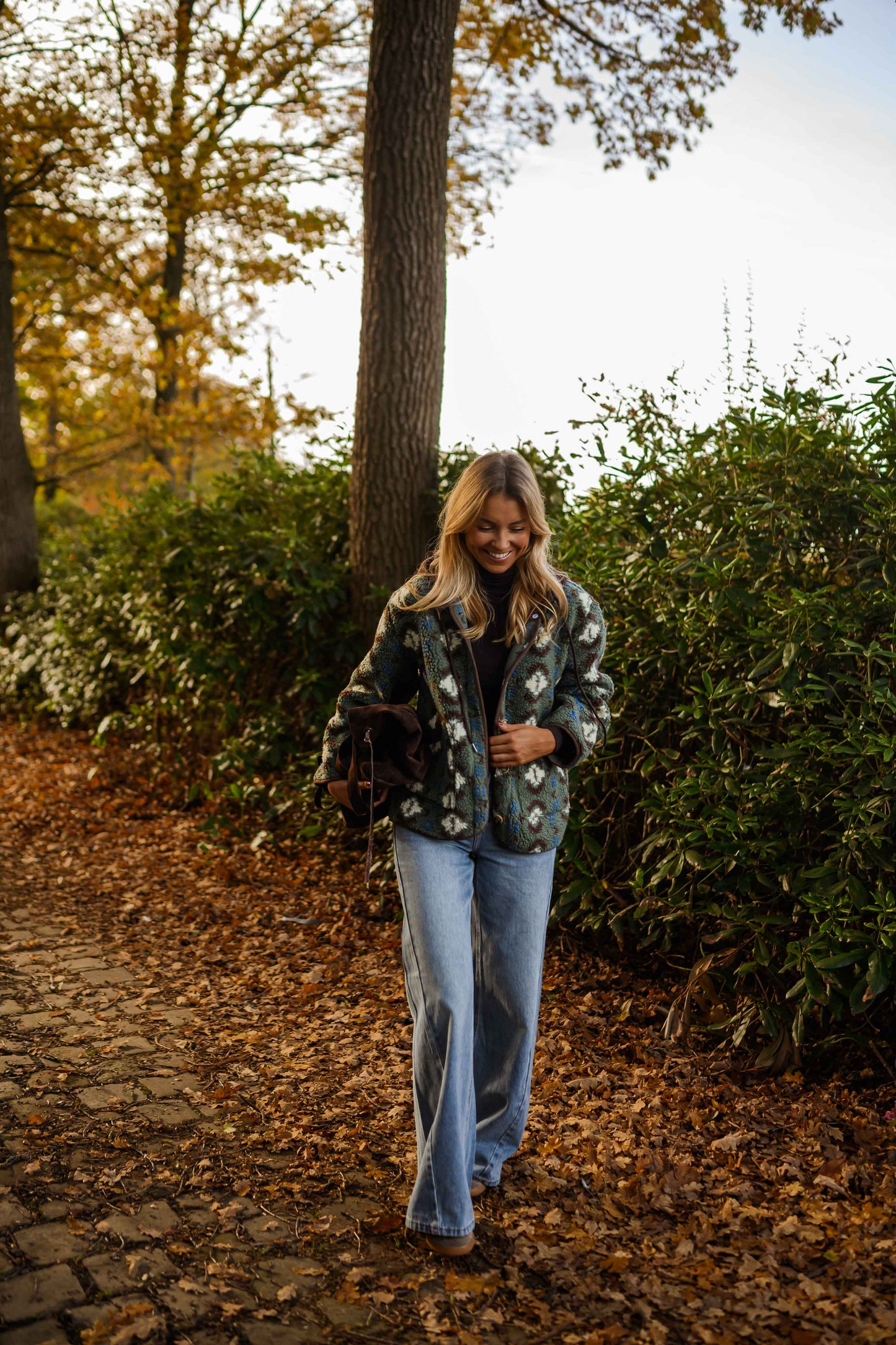 Avery Patterned Fleece Jacket With Detachable Hood