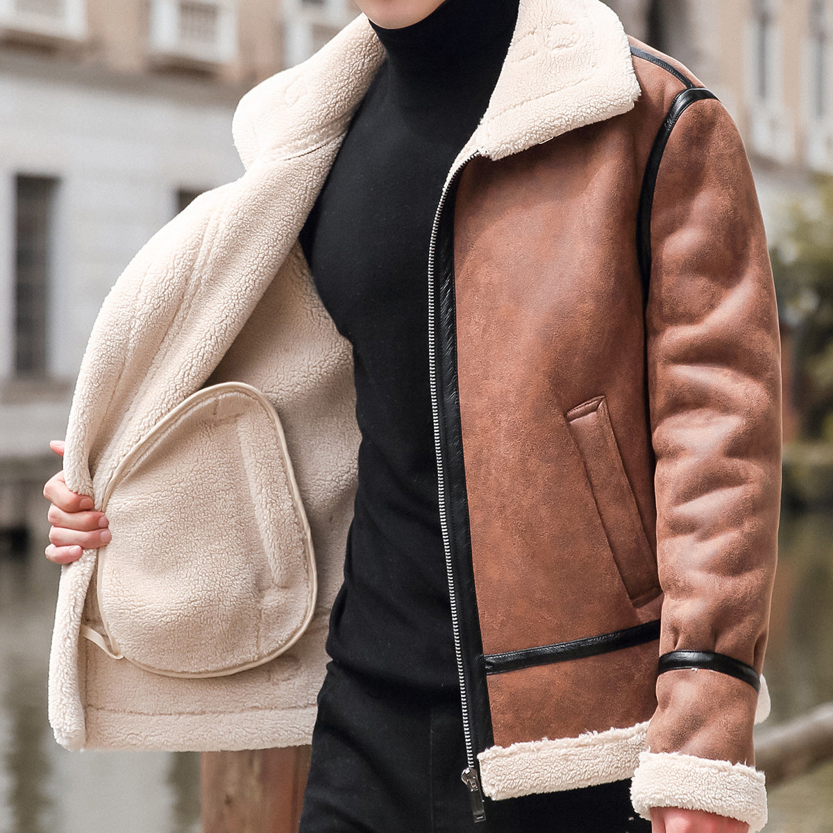 Fermo Shearling Lined Leather Jacket