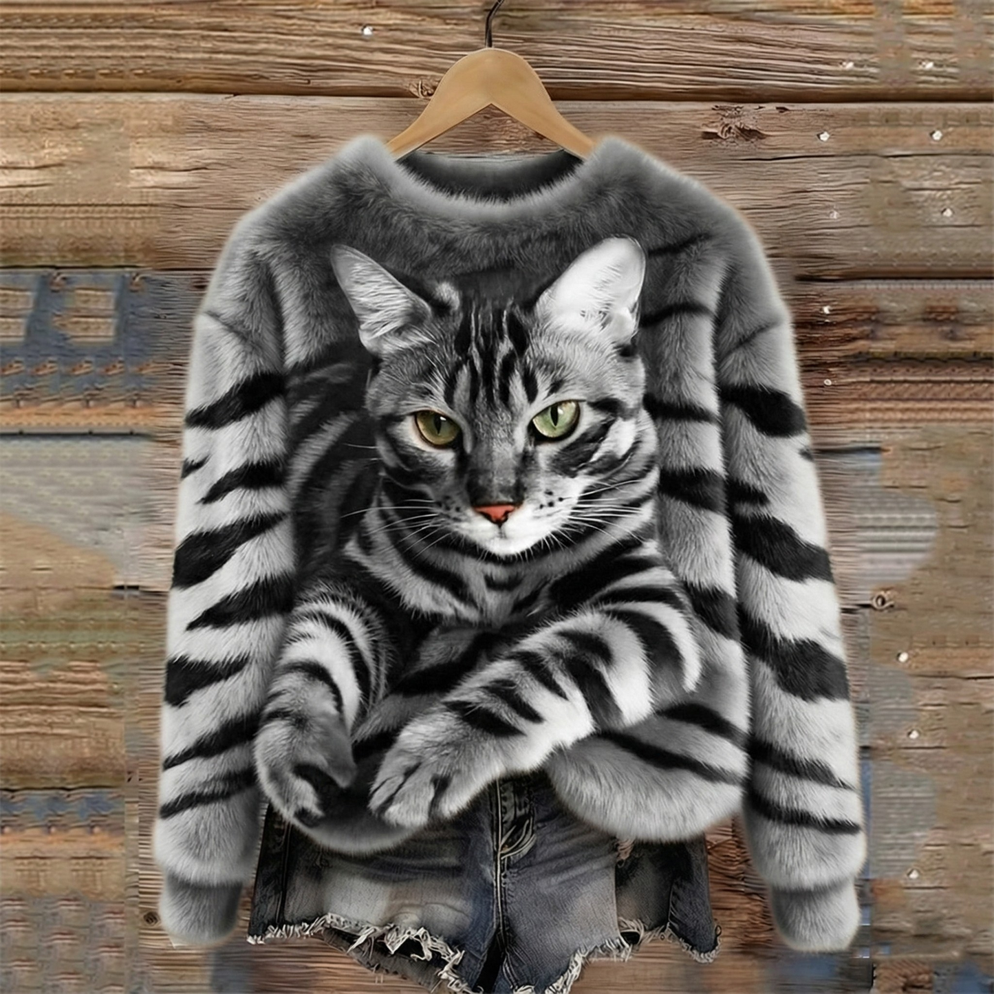 Anna Tiger Cat Faux Fur Sweater