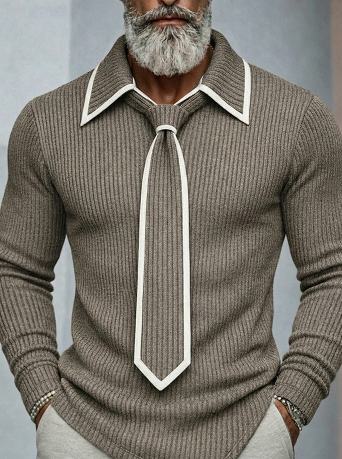Beaumont Detachable Tie Ribbed Knit Top