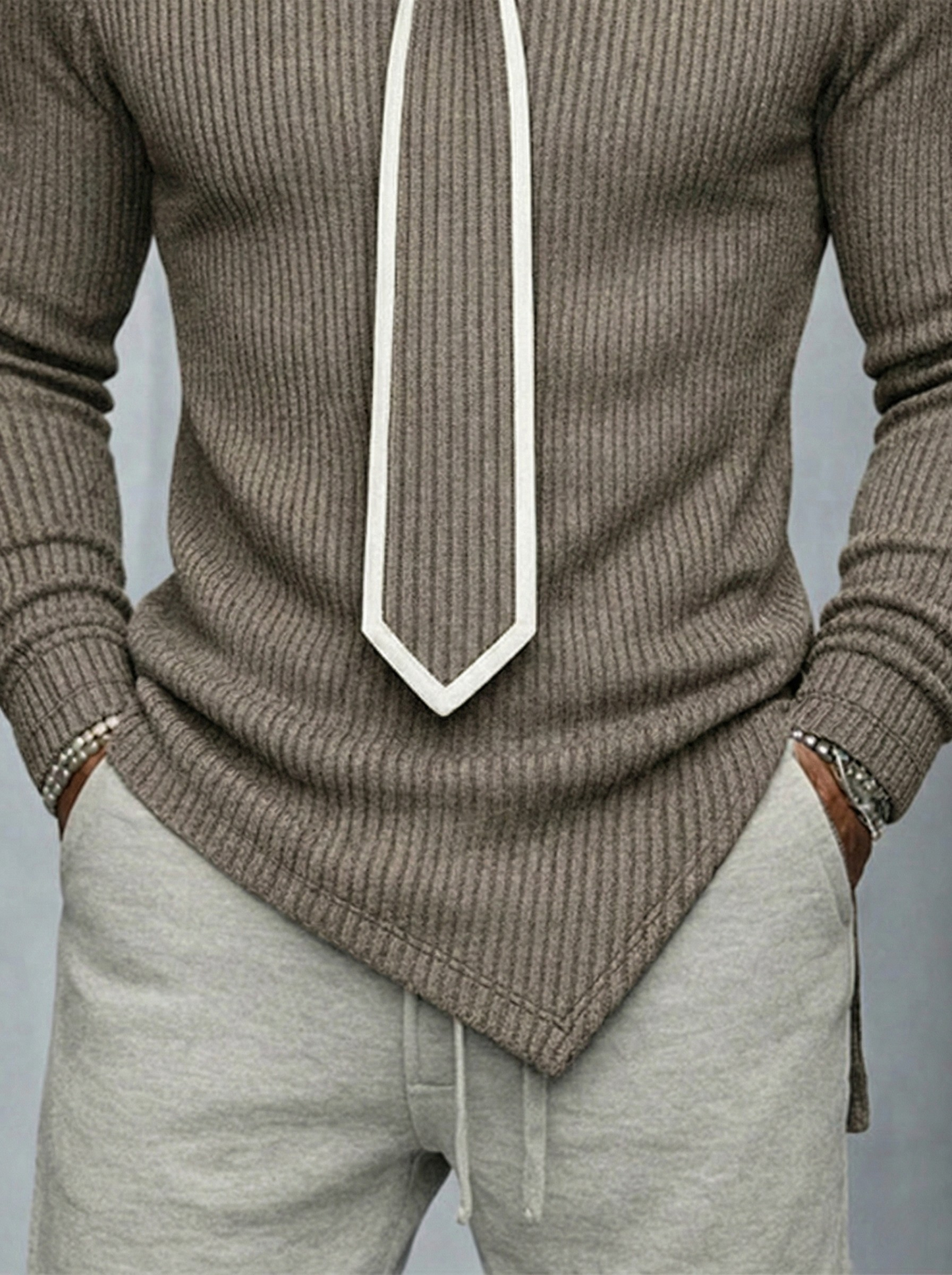 Beaumont Detachable Tie Ribbed Knit Top