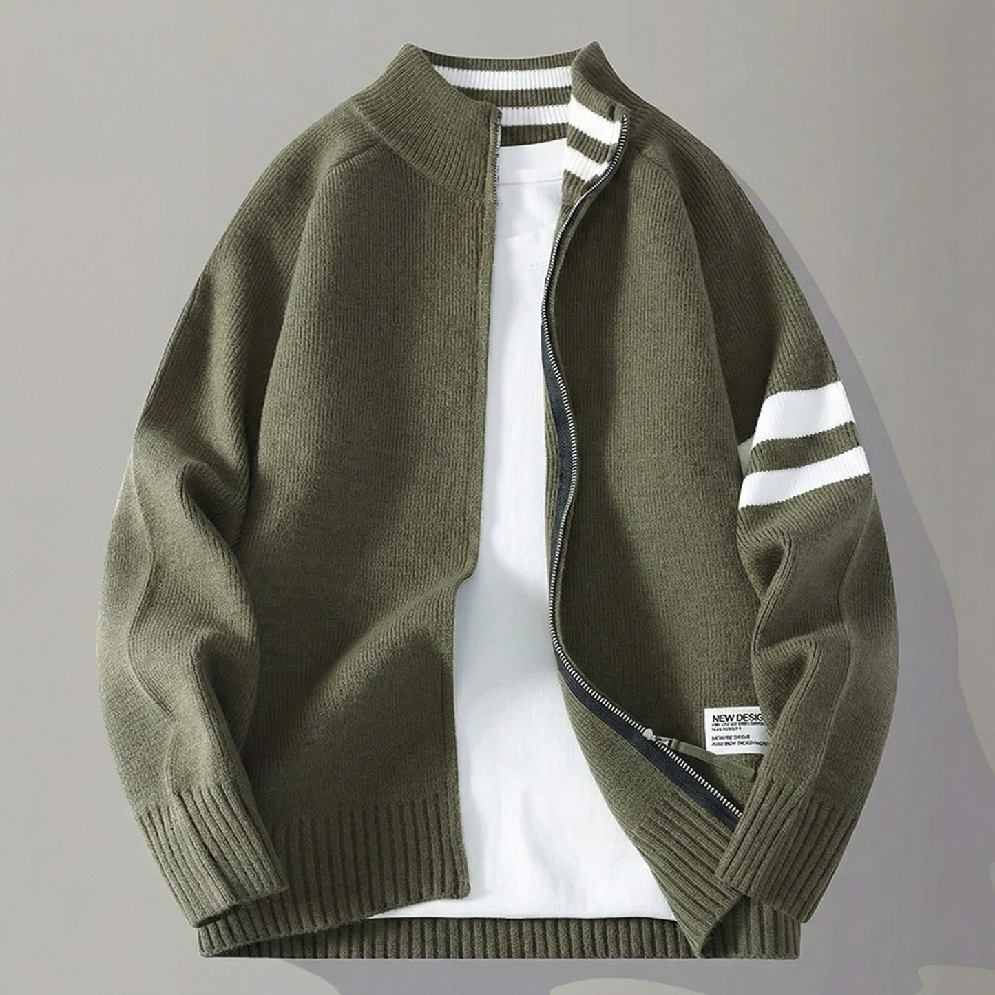 Caleb Zip-Up Knit Cardigan