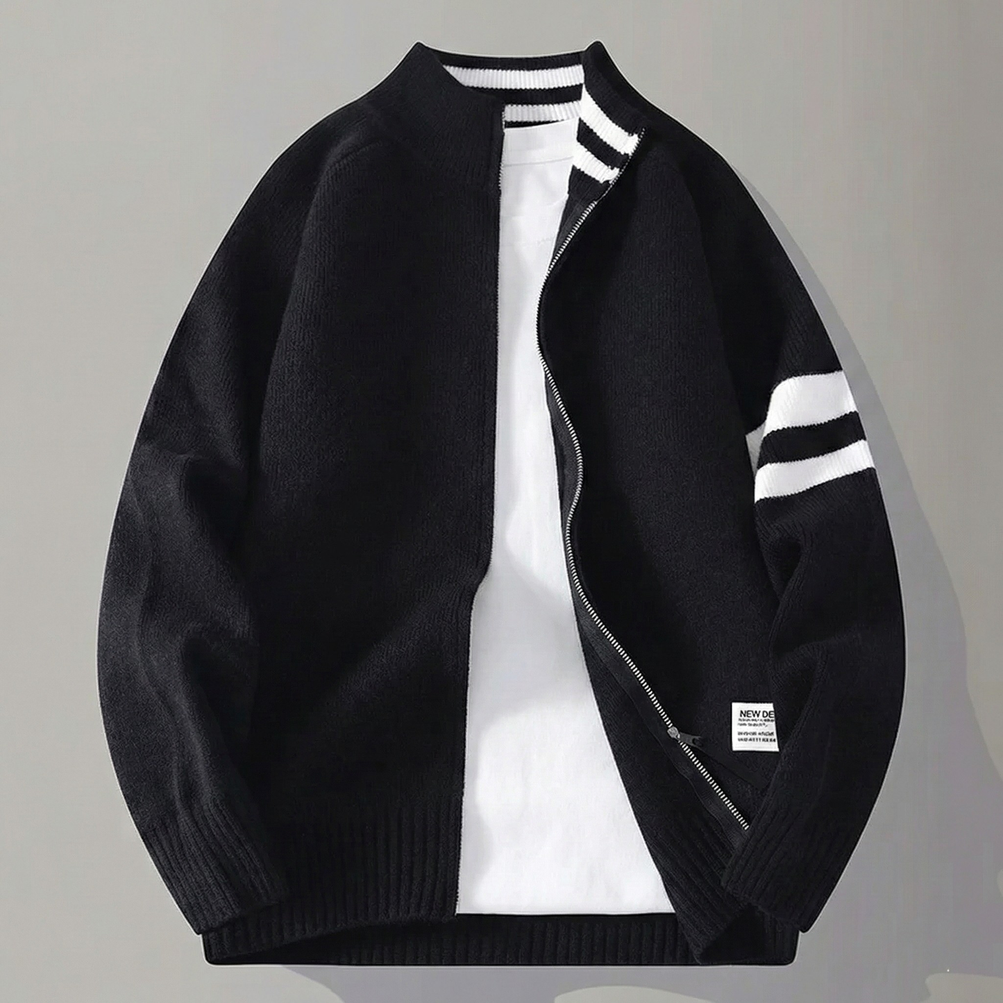 Caleb Zip-Up Knit Cardigan