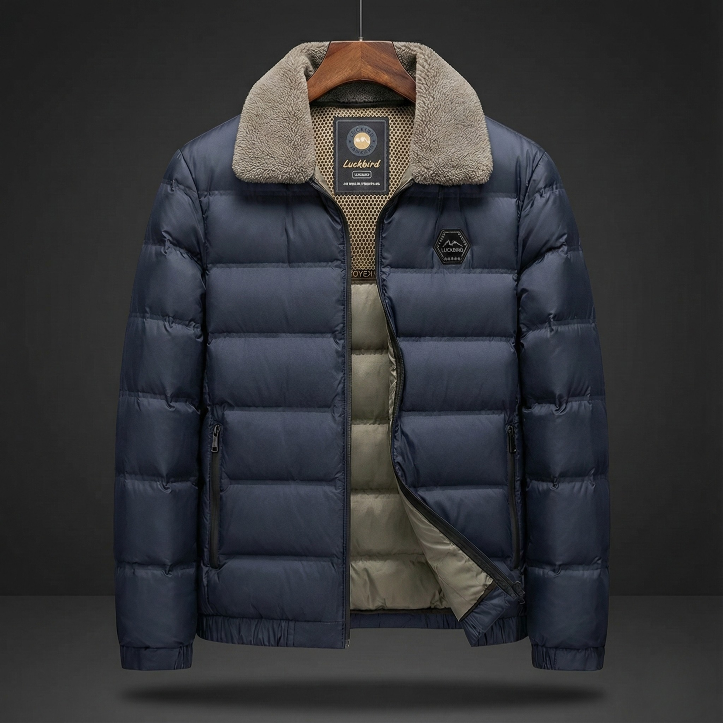 Puffer Jacket with Shearling Collar