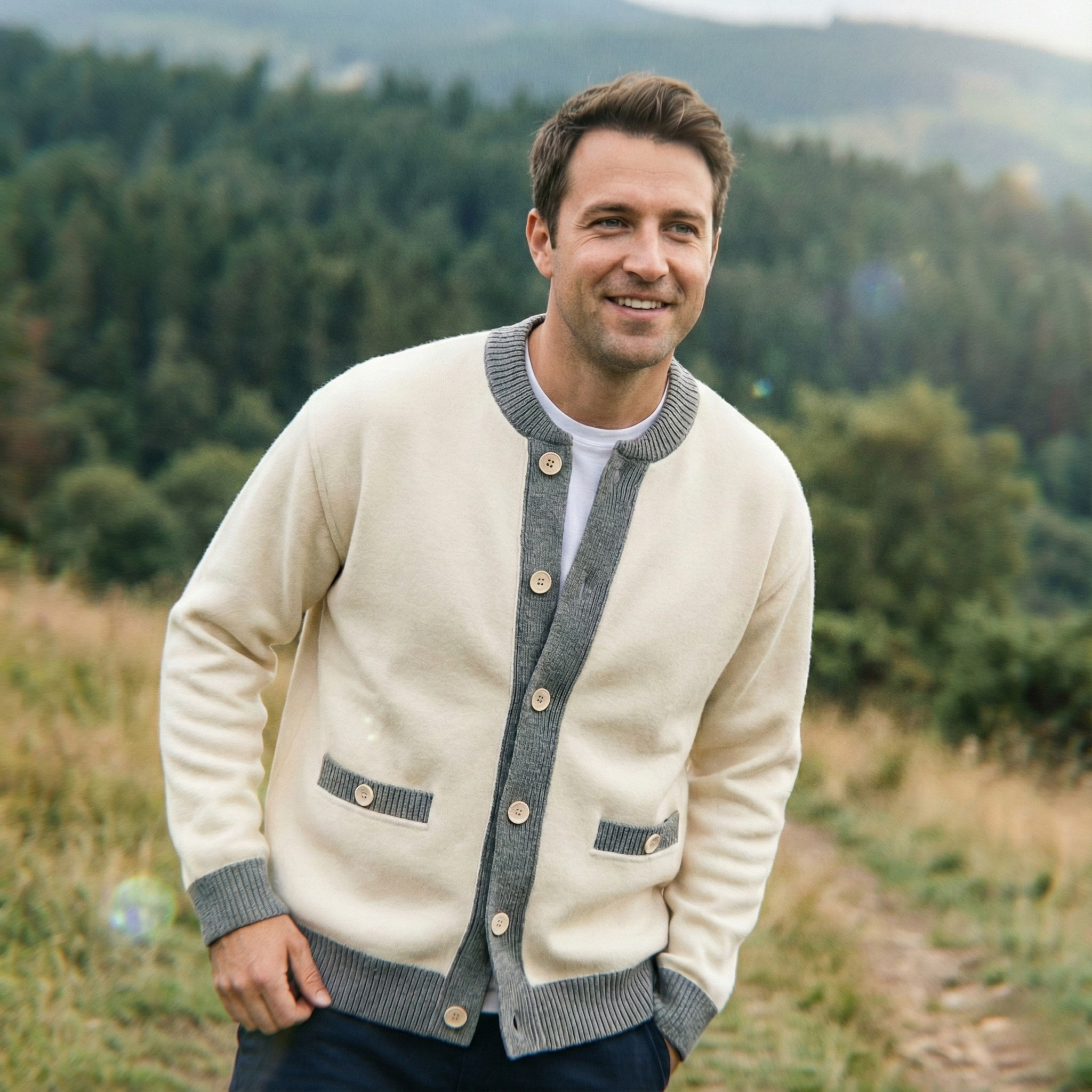 Two-Tone Knit Cardigan