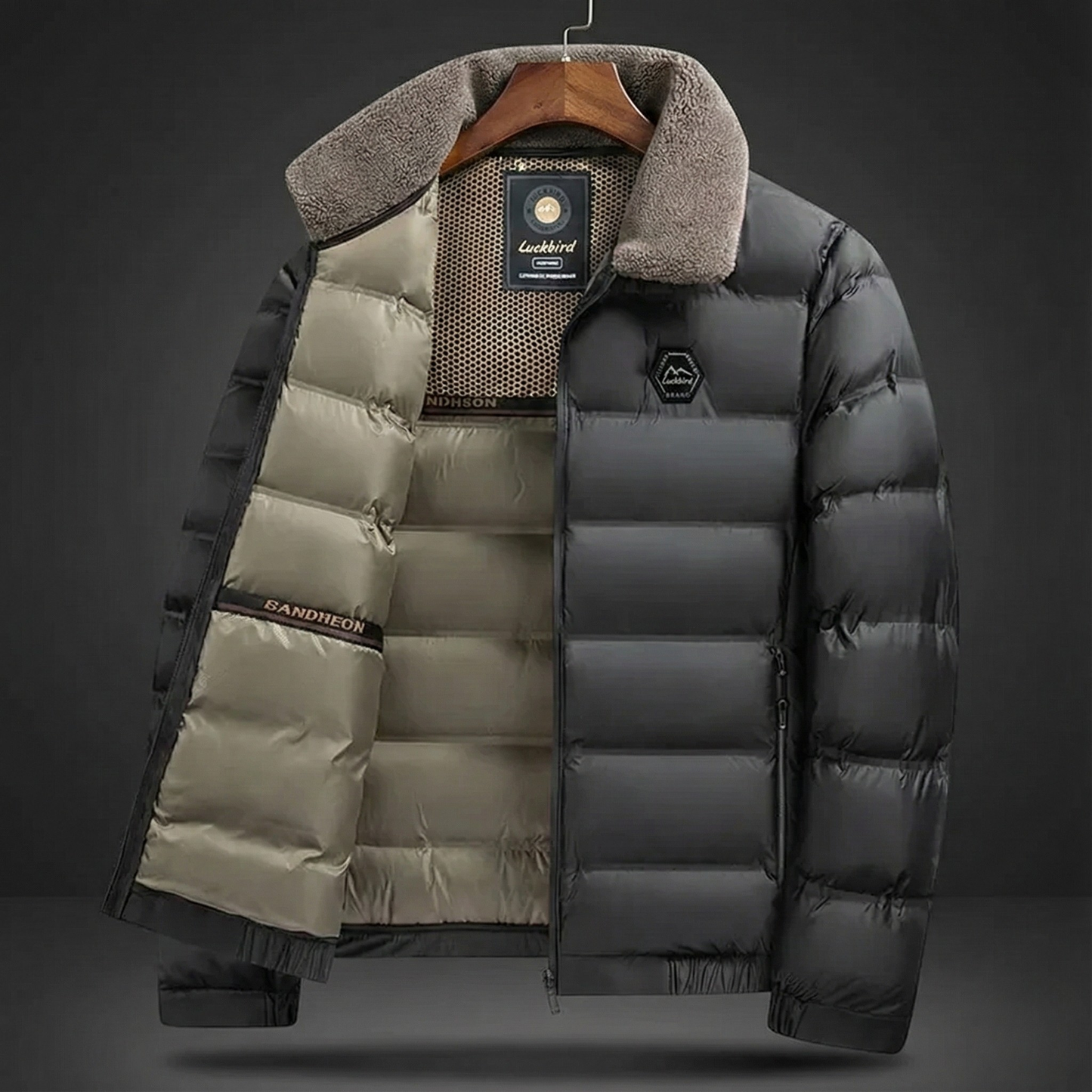 Puffer Jacket with Shearling Collar