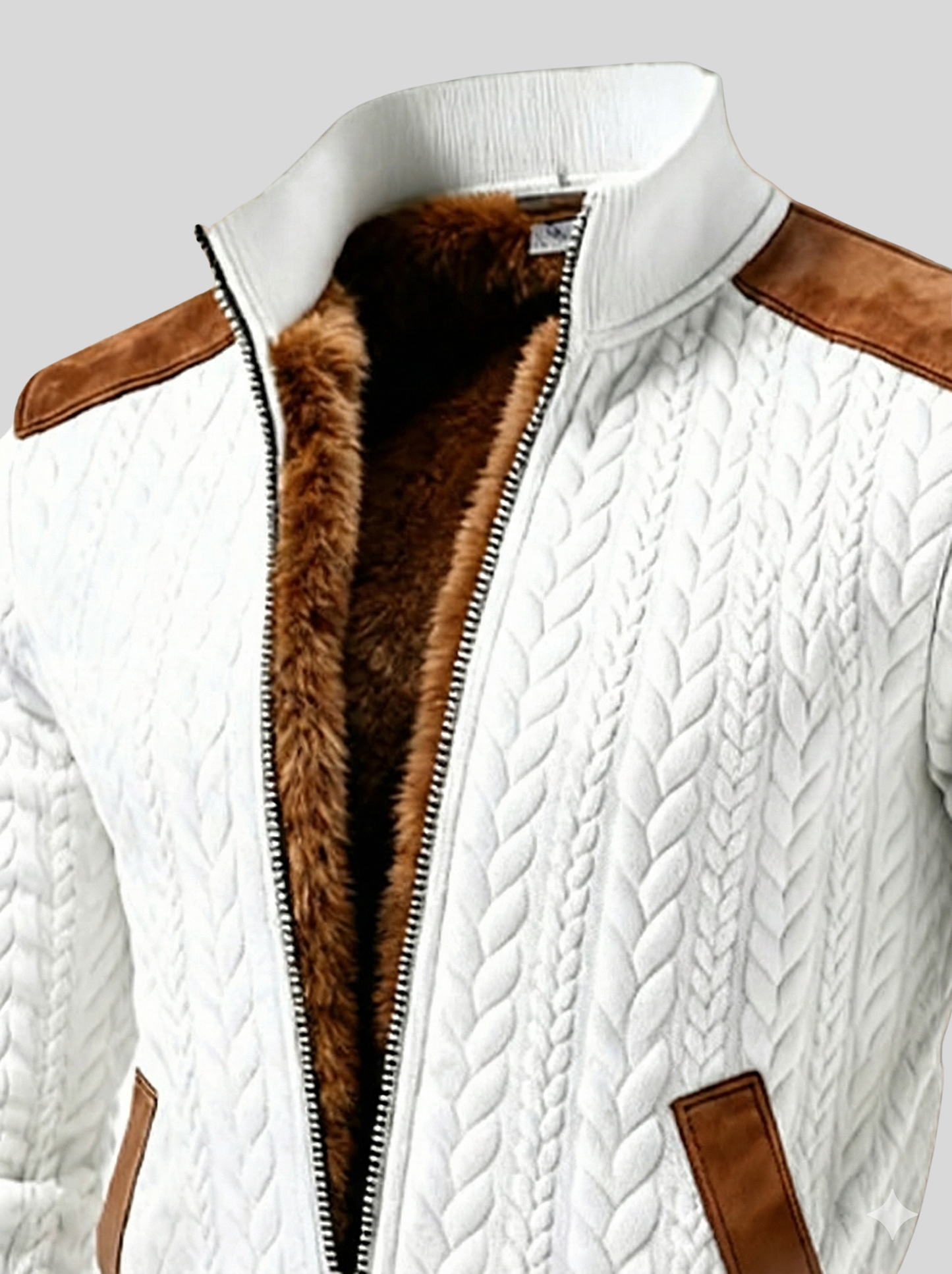 Cable Knit Jacket With Faux Fur Lining