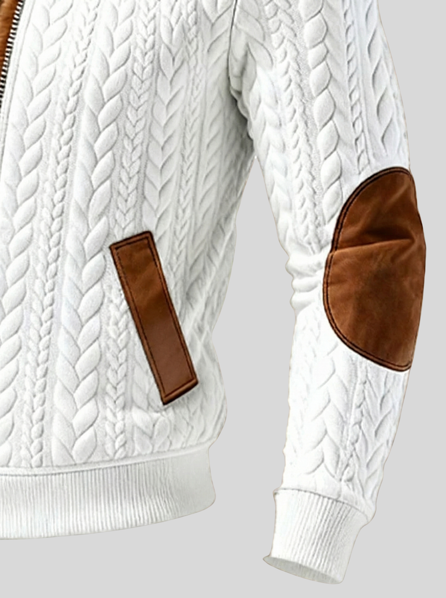 Cable Knit Jacket With Faux Fur Lining