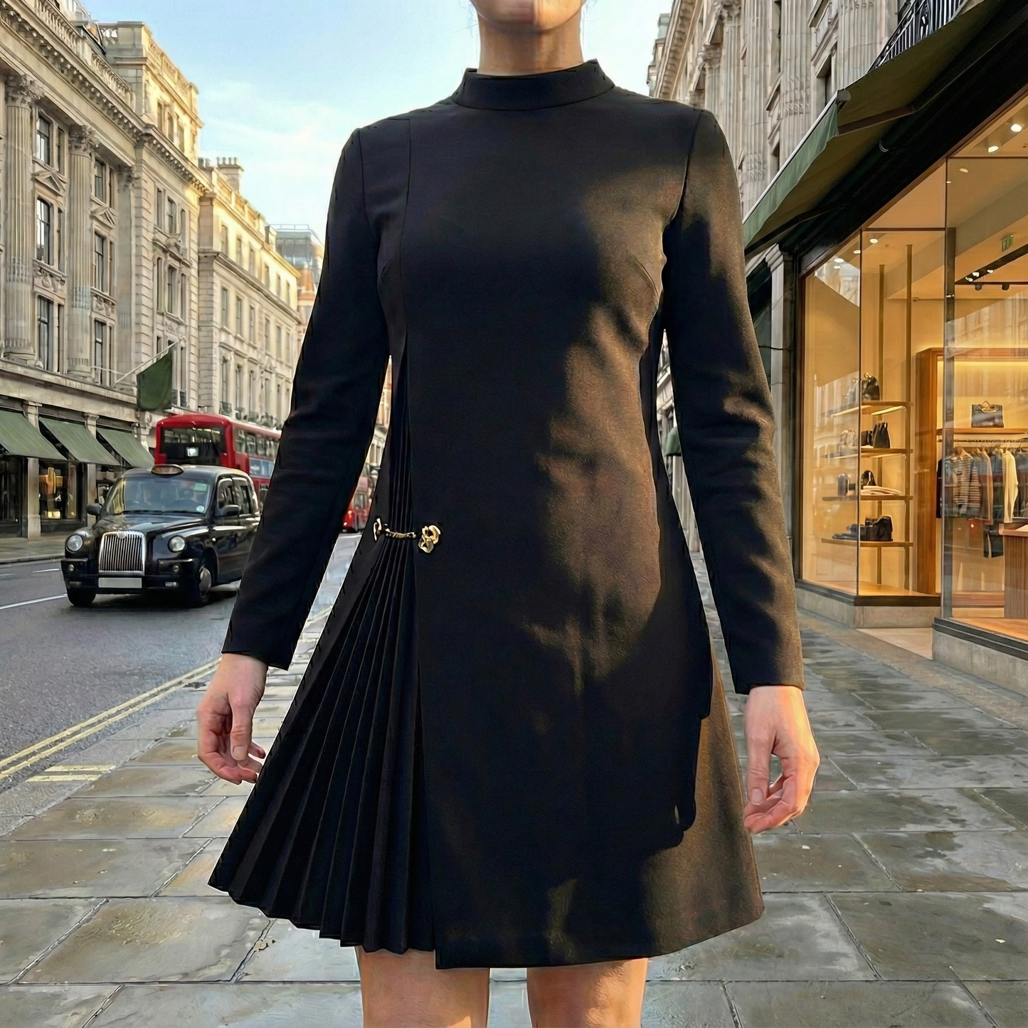 Elegant Pleated Detail Mini Dress
