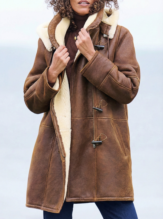 Ciedera Classic Faux Suede Toggle Coat