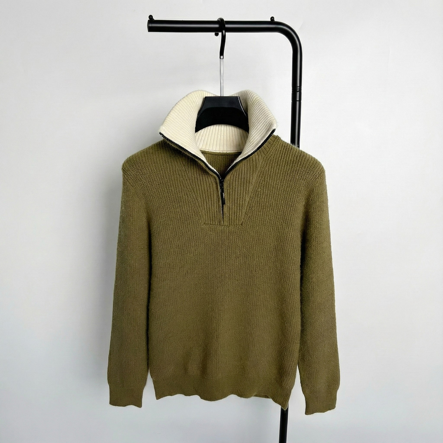 Roma Ribbed Half-Zip Knit Sweater