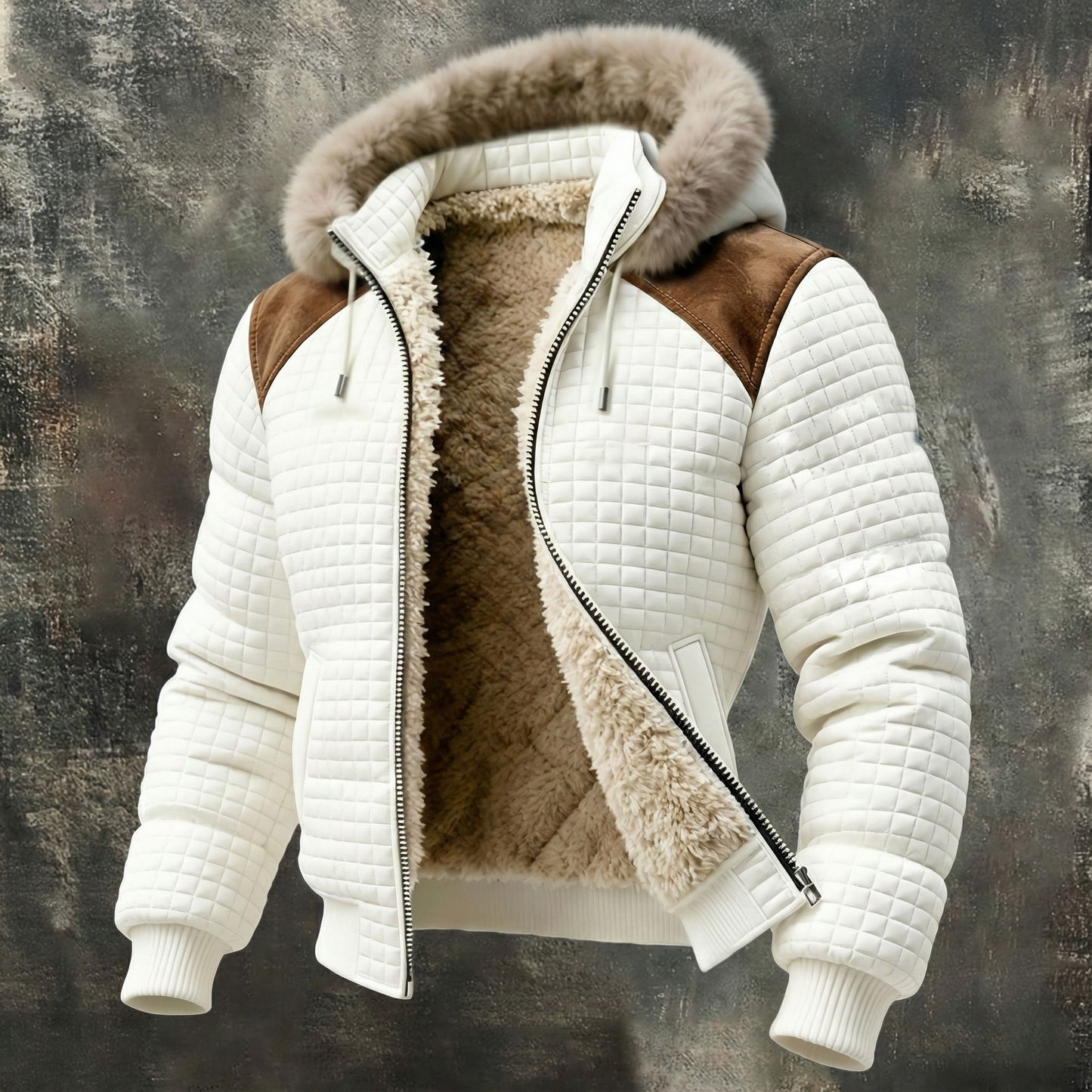 Quilted Sherpa Lined Hooded Winter Jacket