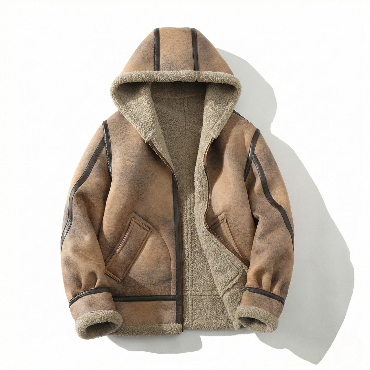 Noble Sherpa-Lined Aviator Hooded Jacket