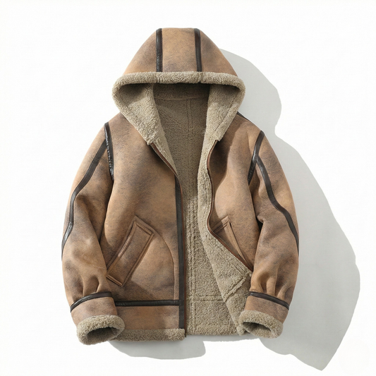 Noble Sherpa-Lined Aviator Hooded Jacket