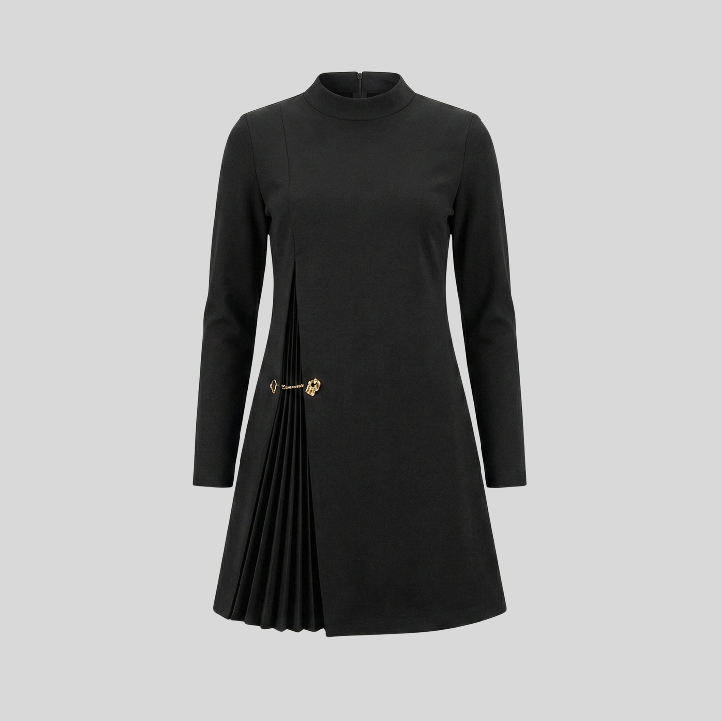 Elegant Pleated Detail Mini Dress