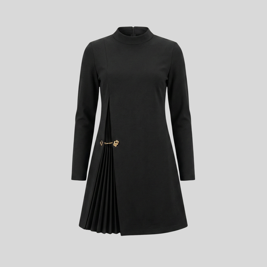 Elegant Pleated Detail Mini Dress