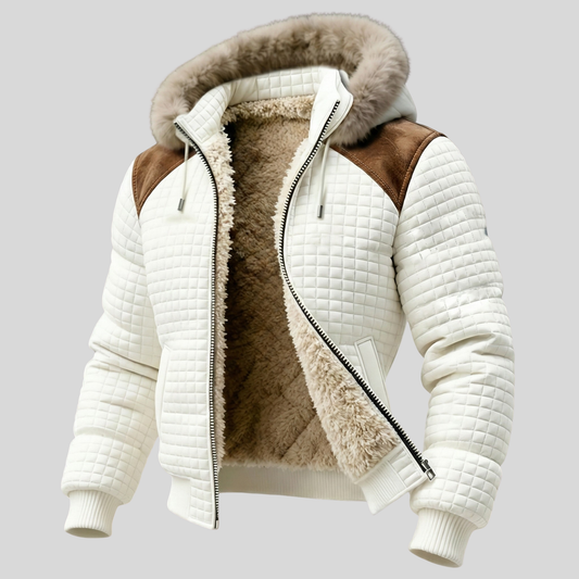 Quilted Sherpa Lined Hooded Winter Jacket