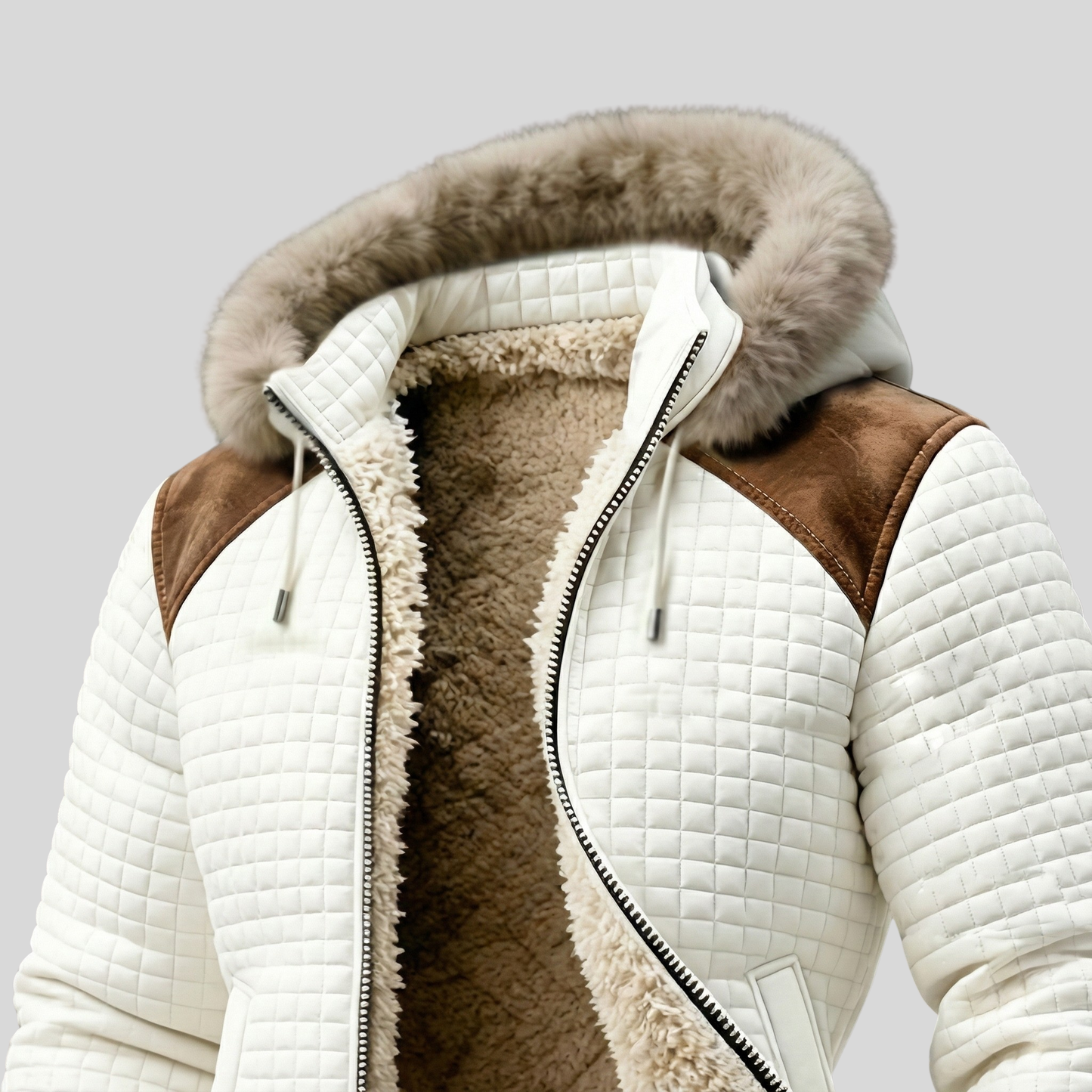Quilted Sherpa Lined Hooded Winter Jacket