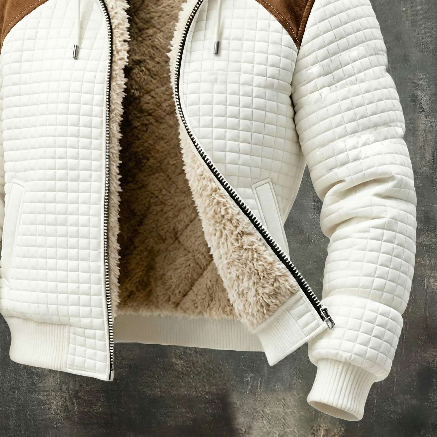 Quilted Sherpa Lined Hooded Winter Jacket