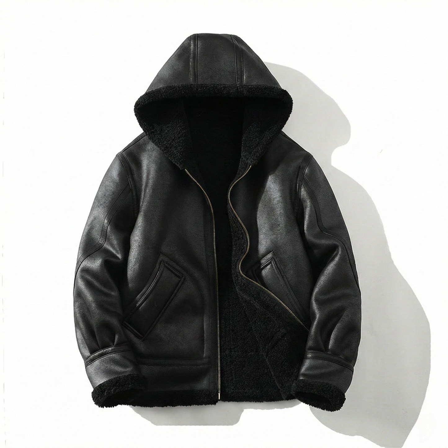 Noble Sherpa-Lined Aviator Hooded Jacket
